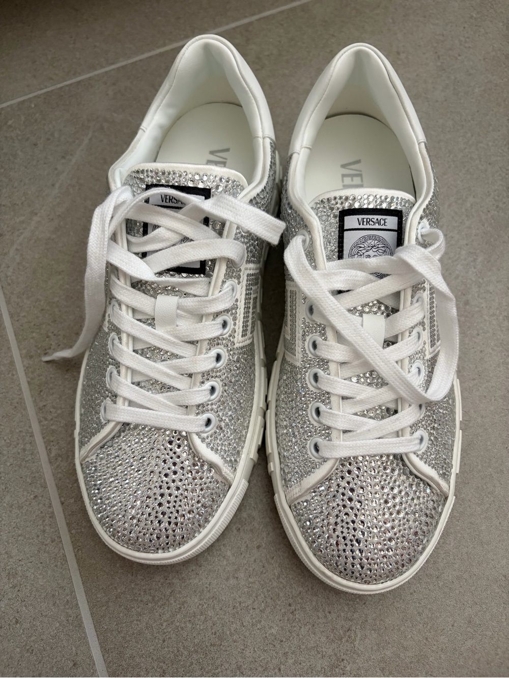 Versace Silver Crystal-Embellished Women’s Sneakers